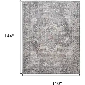 Photo of Gray Floral Power Loom Distressed Washable Area Rug