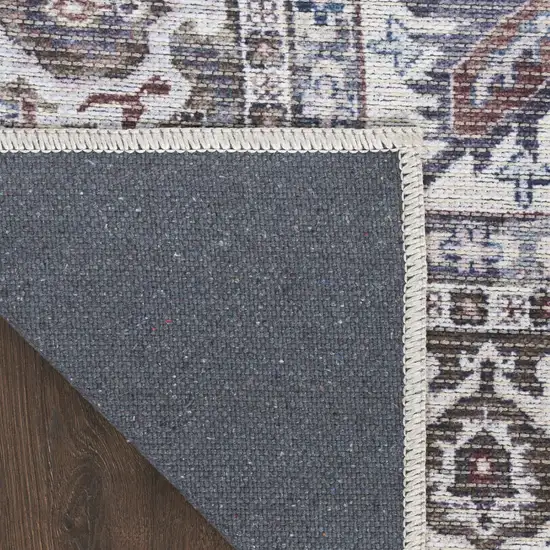 Gray Floral Power Loom Distressed Washable Area Rug Photo 5