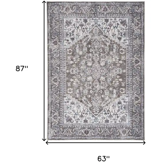 Gray Floral Power Loom Distressed Washable Area Rug Photo 9