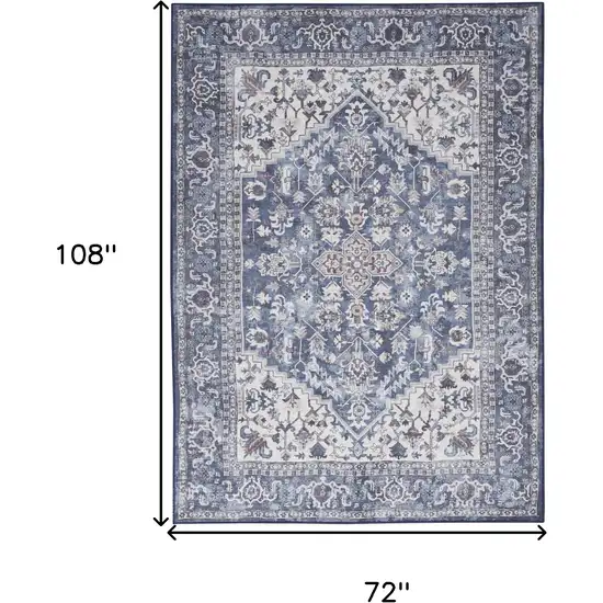 Gray Floral Power Loom Distressed Washable Area Rug Photo 9