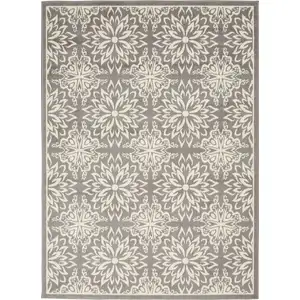 Photo of Gray Floral Power Loom Non Skid Area Rug