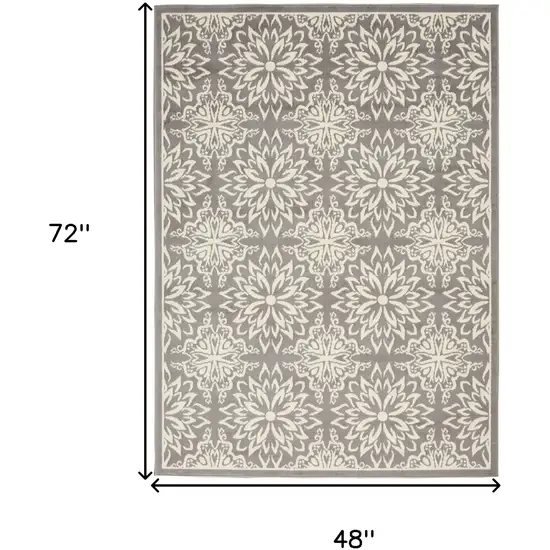 Gray Floral Power Loom Non Skid Area Rug Photo 7