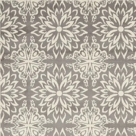 Gray Floral Power Loom Non Skid Area Rug Photo 4