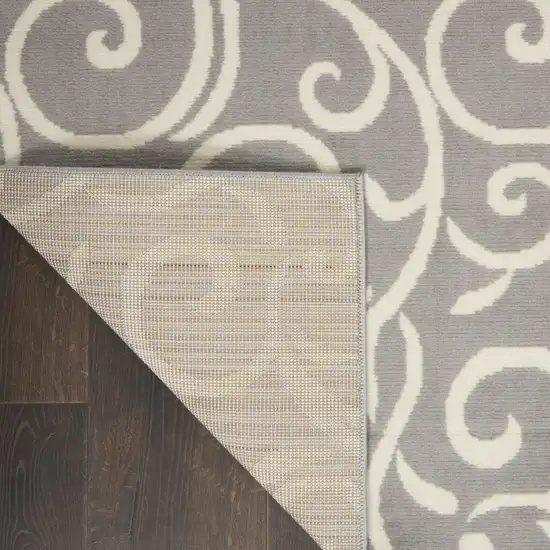 Gray Floral Power Loom Runner Rug Photo 8