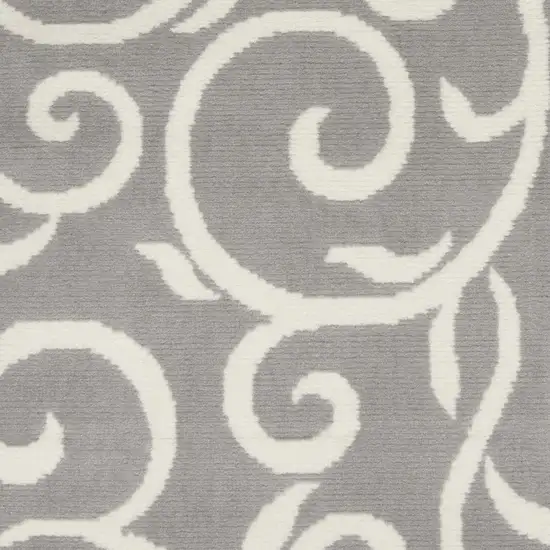 Gray Floral Power Loom Runner Rug Photo 7