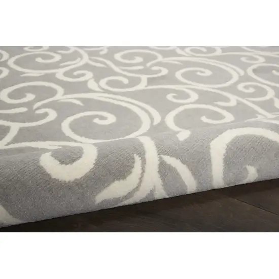 Gray Floral Power Loom Runner Rug Photo 9