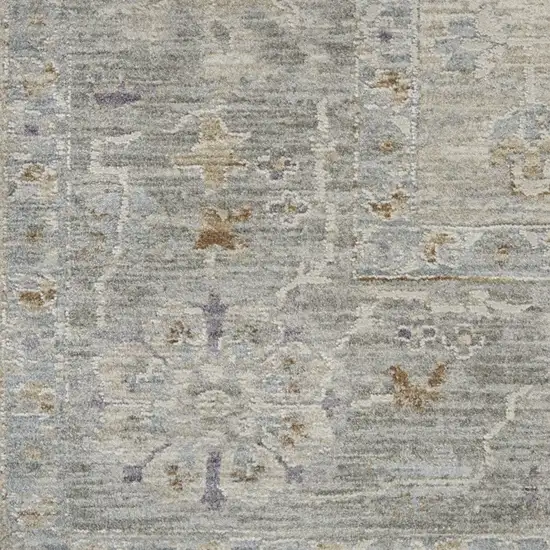 Gray Floral Power Loom Runner Rug Photo 5