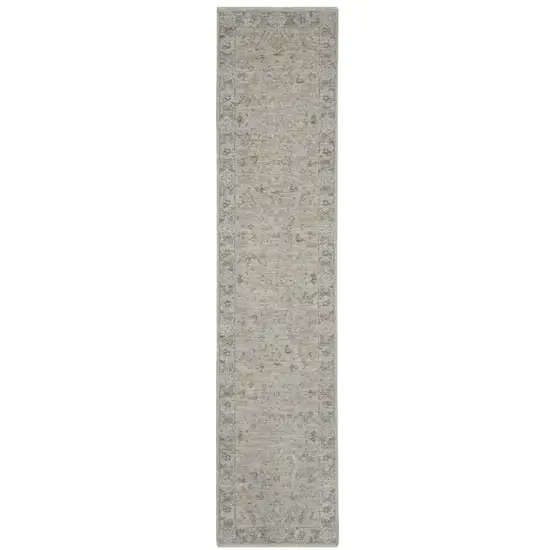 Gray Floral Power Loom Runner Rug Photo 1