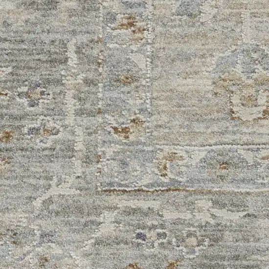 Gray Floral Power Loom Runner Rug Photo 9