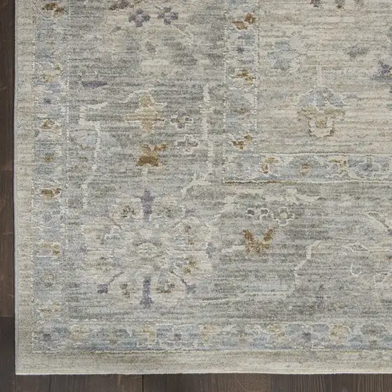 Gray Floral Power Loom Runner Rug Photo 6