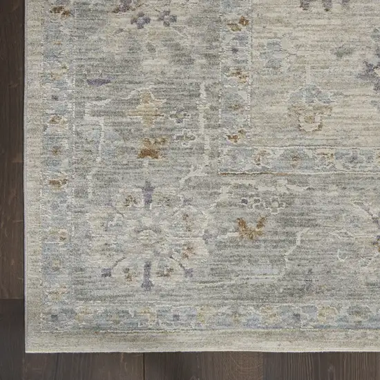 Gray Floral Power Loom Runner Rug Photo 3