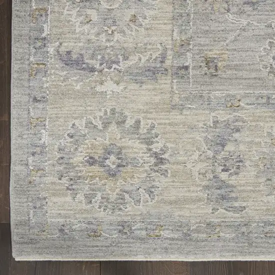 Gray Floral Power Loom Runner Rug Photo 5