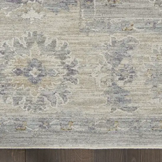 Gray Floral Power Loom Runner Rug Photo 6