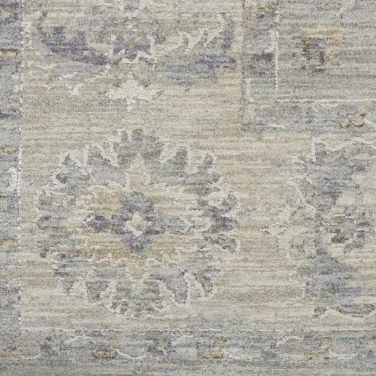 Gray Floral Power Loom Runner Rug Photo 9