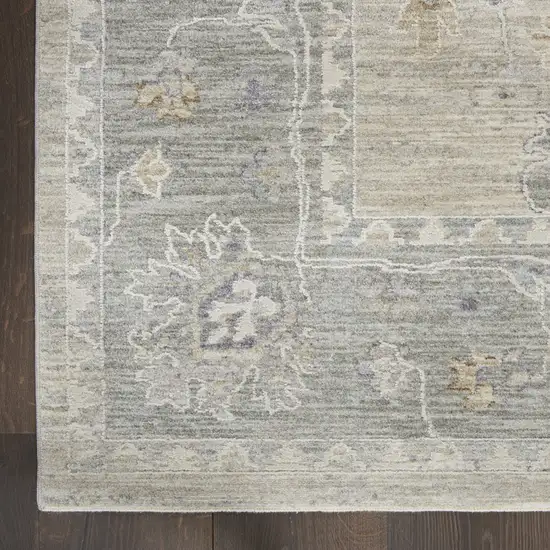 Gray Floral Power Loom Runner Rug Photo 3