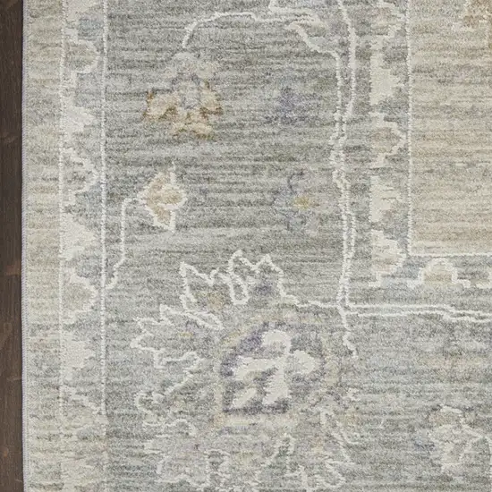 Gray Floral Power Loom Runner Rug Photo 6