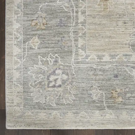 Gray Floral Power Loom Runner Rug Photo 7