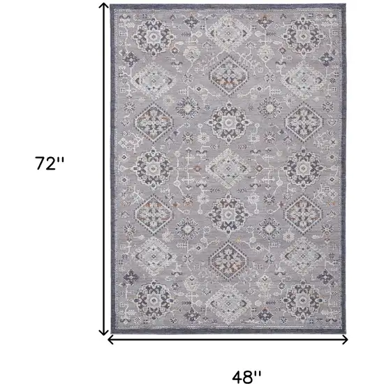 Gray Floral Power Loom Stain Resistant Area Rug Photo 4