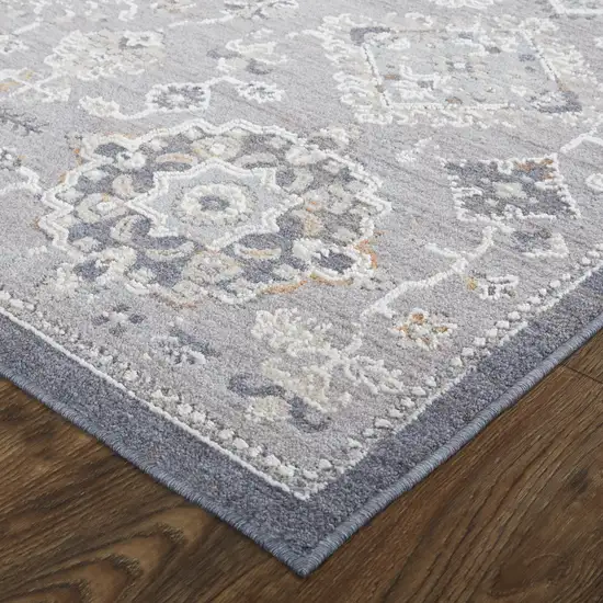 Gray Floral Power Loom Stain Resistant Area Rug Photo 3