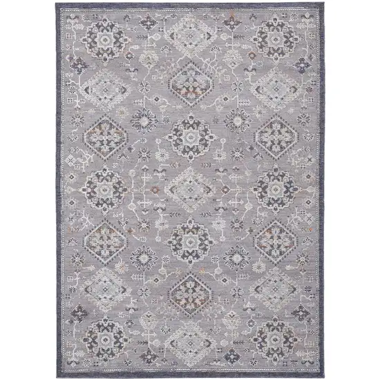 Gray Floral Power Loom Stain Resistant Area Rug Photo 1