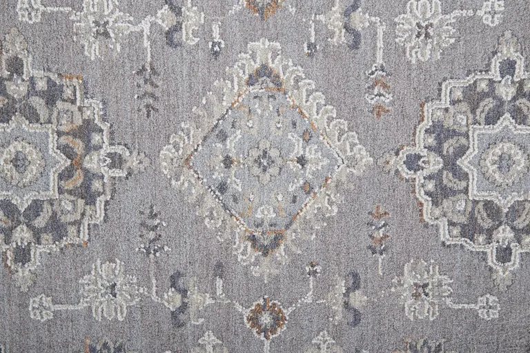 Gray Floral Power Loom Stain Resistant Area Rug Photo 3