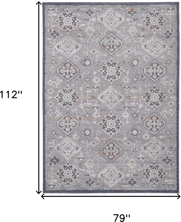 Gray Floral Power Loom Stain Resistant Area Rug Photo 4