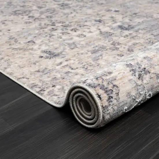 Gray Floral Runner Rug Photo 5