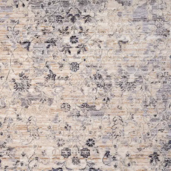 Gray Floral Runner Rug Photo 9