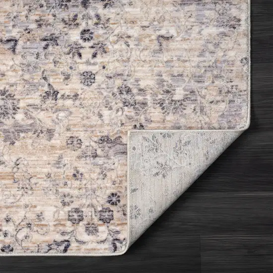 Gray Floral Runner Rug Photo 6