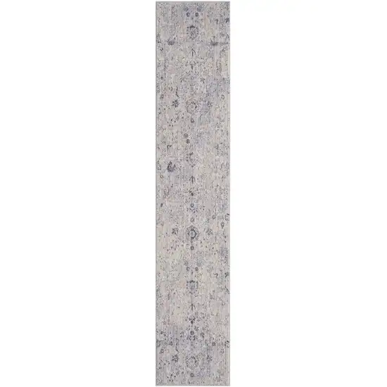 Gray Floral Runner Rug Photo 1