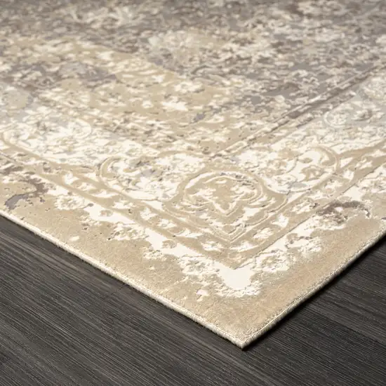 Gray Floral Runner Rug Photo 8