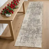 Photo of Gray Floral Runner Rug