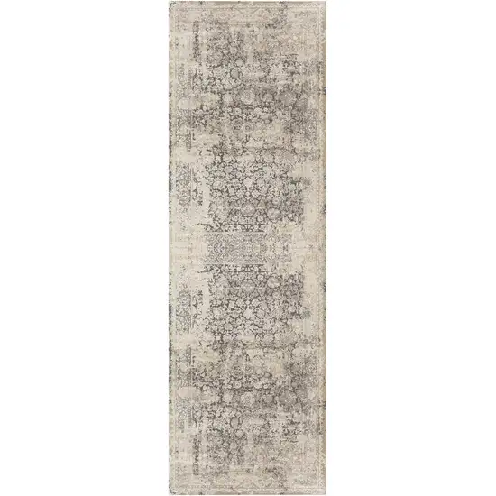 Gray Floral Runner Rug Photo 2