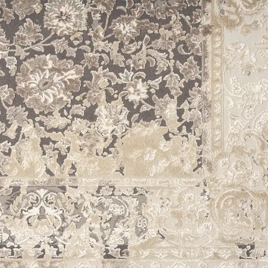 Gray Floral Runner Rug Photo 6