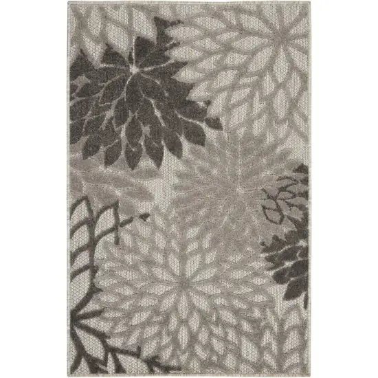 Gray Floral Stain Resistant Non Skid Indoor Outdoor Area Rug Photo 1