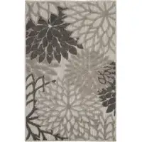 Photo of Gray Floral Stain Resistant Non Skid Indoor Outdoor Area Rug