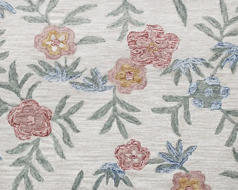 Gray Floral Traditional Area Rug Photo 2