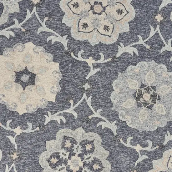 Gray Floral Trellis Area Rug Photo 1