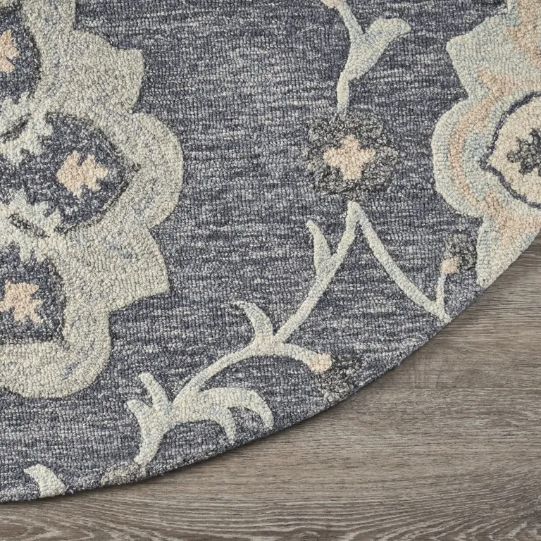 Gray Floral Trellis Area Rug Photo 5