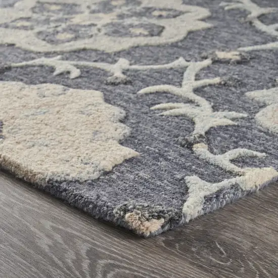 Gray Floral Trellis Area Rug Photo 3