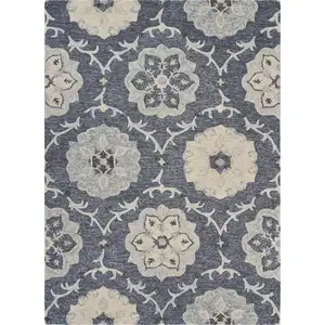 Photo of Gray Floral Trellis Area Rug