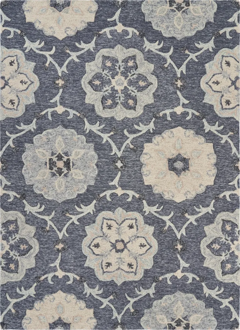 Gray Floral Trellis Area Rug Photo 1