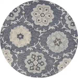 Photo of Gray Floral Trellis Area Rug