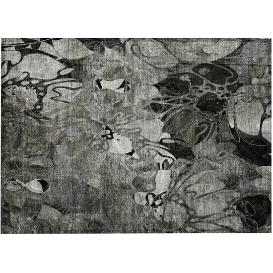 Gray Abstract Washable Indoor Outdoor Area Rug Photo 5