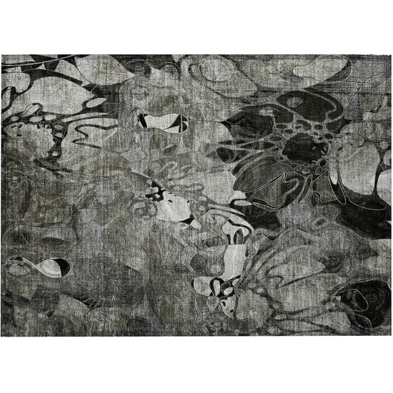 Gray Abstract Washable Indoor Outdoor Area Rug Photo 6