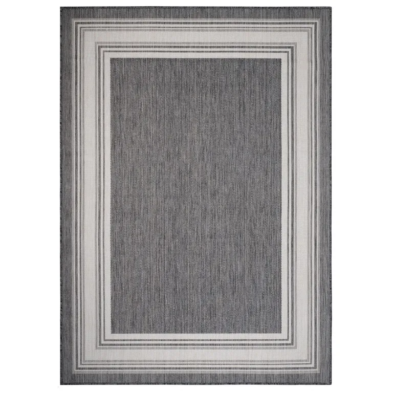 Gray Framed Indoor Outdoor Area Rug Photo 1