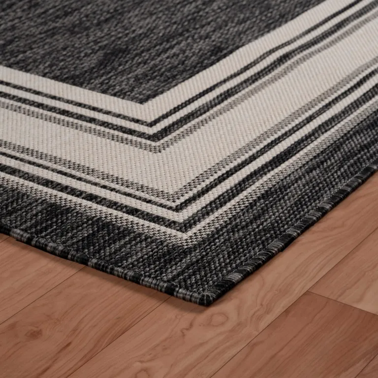 Gray Framed Indoor Outdoor Area Rug Photo 3