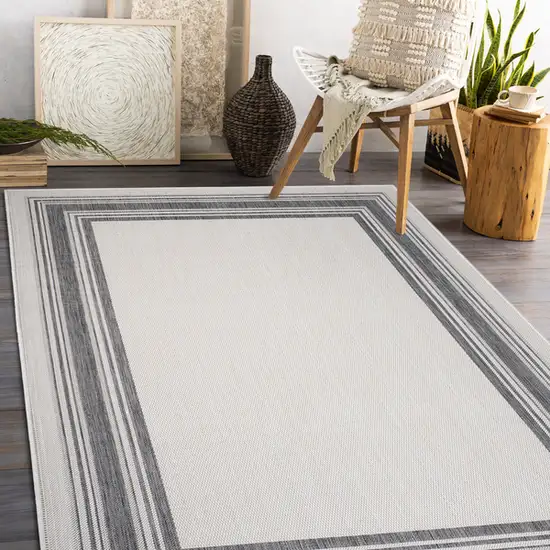 Gray Framed Indoor Outdoor Area Rug Photo 6