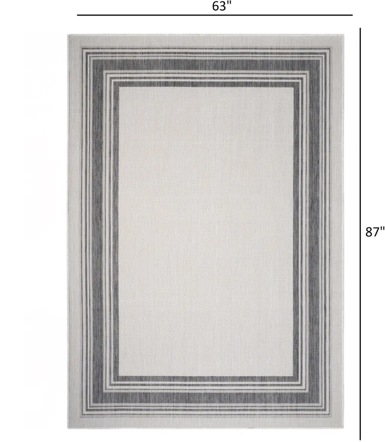 Gray Framed Indoor Outdoor Area Rug Photo 3