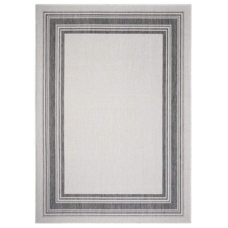 Gray Framed Indoor Outdoor Area Rug Photo 1